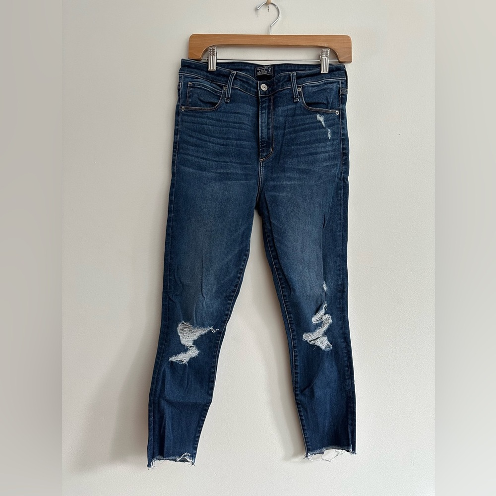 Abercrombie & fitch distressed high rise skinny jeans